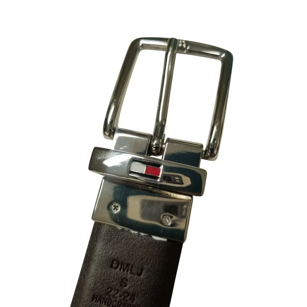 Tommy Hilfiger Reversible Belt Youth Handcrafted‎ S 22-24 Black Brown Silver